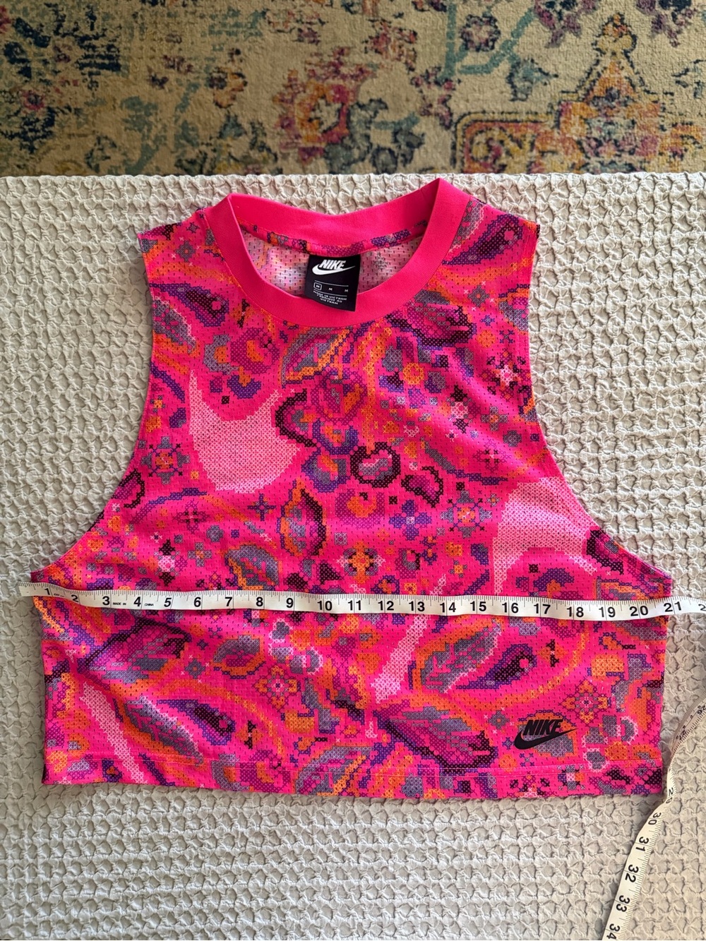 Nike Dri-FIT Neon Pink Retro Y2K Graphic Mesh Cropped Workout Tank | Medium - Picture 7 of 8